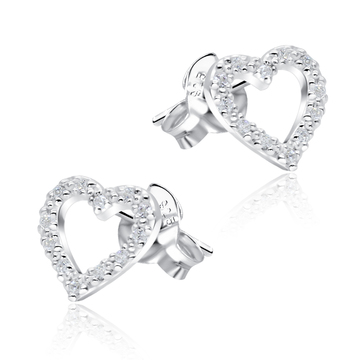 Heart With CZ Stone Silver Ear Stud STS-5119